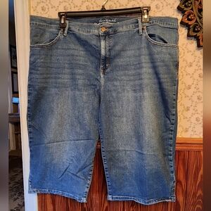 Gloria Vanderbuilt Size 24 All Around Slimming Effect Skimmer Capri's- In Blue